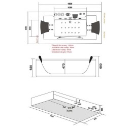 WANNA Z HYDROMASAŻEM LEVANTE 659H BIAŁA 180x90 CM