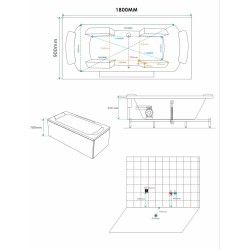 WANNA Z HYDROMASAŻEM MARBE 941 BIAŁA 180x90 CM