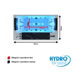 WANNA Z HYDROMASAŻEM MONTANA 925 CZARNY MARMUR 180x100 CM