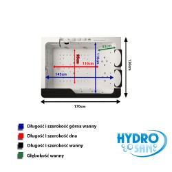 WANNA Z HYDROMASAŻEM TUGELA 913 CZARNA 170x130 CM