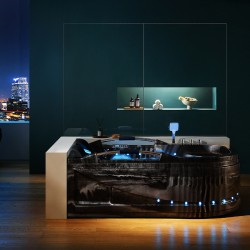 WANNA Z HYDROMASAŻEM VENEZIA 761 CZARNA FALA LEWA 180x120 CM