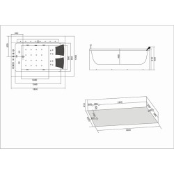 WANNA Z HYDROMASAŻEM Z PODGRZEWACZEM FENIX 606BH LEWA BIAŁA 180x120 CM