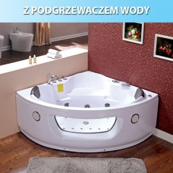 WANNA Z HYDROMASAŻEM Z PODGRZEWACZEM FLORES 601H BIAŁA 140x140 CM