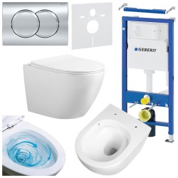 ZESTAW PODTYNKOWY WC STELAŻ GEBERIT DUOFIX MISKA FLOW-WH-TR-03 PRZYCISK DELTA 01 CHROM