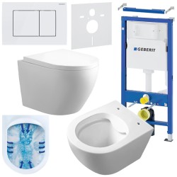 ZESTAW PODTYNKOWY WC STELAŻ GEBERIT DUOFIX MISKA MIZU-WH-RIM-02 PRZYCISK DELTA 30 BIAŁY