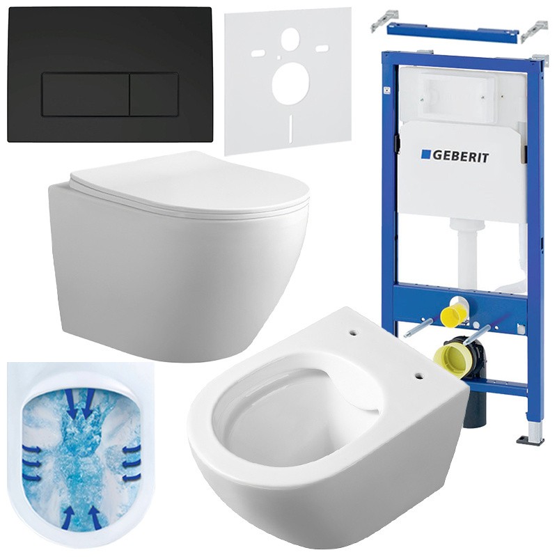 ZESTAW PODTYNKOWY WC STELAŻ GEBERIT DUOFIX MISKA MIZU-WH-RIM-03 PRZYCISK DELTA 50 CZARNY MAT ZESTAW PODTYNKOWY WC STELAŻ GEBERIT DUOFIX MISKA MIZU-WH-RIM-03 PRZYCISK DELTA 50 CZARNY MAT