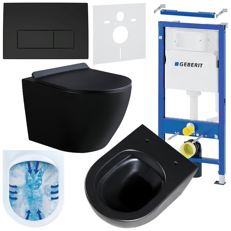 ZESTAW PODTYNKOWY WC STELAŻ GEBERIT DUOFIX MISKA MIZU-MTB-RIM-01 PRZYCISK DELTA 50 CZARNY MAT ZESTAW PODTYNKOWY WC STELAŻ GEBERIT DUOFIX MISKA MIZU-MTB-RIM-01 PRZYCISK DELTA 50 CZARNY MAT