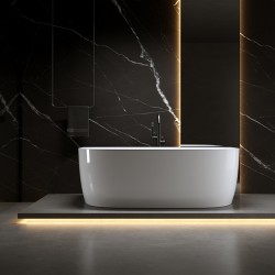 WANNA WOLNOSTOJĄCA PRZYŚCIENNA NORA 526B BIAŁA PRZELEW CZARNY 150x80 CM
