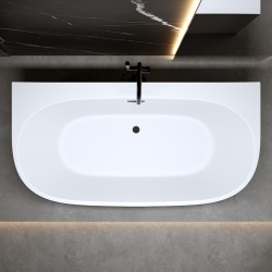 WANNA WOLNOSTOJĄCA PRZYŚCIENNA NORA 526B BIAŁA PRZELEW CZARNY 150x80 CM