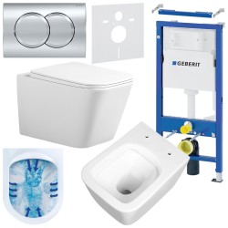 ZESTAW PODTYNKOWY WC STELAŻ GEBERIT DUOFIX MISKA RAIN-WH-RIM-03 PRZYCISK DELTA 01 CHROM