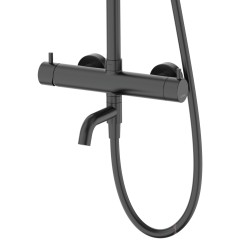 Zestaw natryskowy Kolumna prysznicowa Corsan LUGO Deszczownica 25cm Wylewka obrotowa Czarna