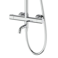 Zestaw natryskowy z termostatem Kolumna Corsan LUGO Deszczownica 25cm Wylewka obrotowa Chrom