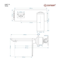 Bateria umywalkowa podtynkowa Corsan CMB7115CH Trino chromowana z wylewką
