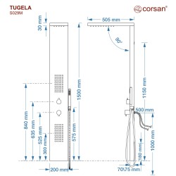 Panel prysznicowy Corsan TUGELA Mieszacz Czarna stal