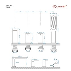 Bateria wannowa otworowa Corsan CMB7142BL Trino czarna