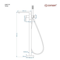 Bateria wannowa wolnostojąca Corsan CMB7159BL Trino czarna