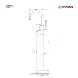 Bateria wannowa wolnostojąca Corsan CMB7535BL Lugo czarna