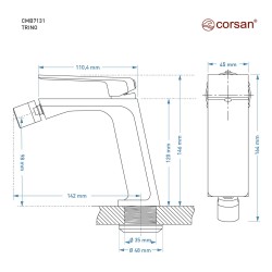 Bateria bidetowa Corsan CMB7131BL Trino czarna