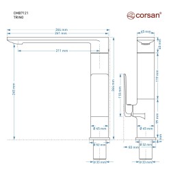 Bateria Corsan CMB7121CH Trino chromowana