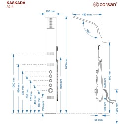 Panel prysznicowy Corsan KASKADA Mieszacz Biały