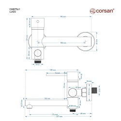 Bateria wannowa Corsan Lugo CMB7541CH chromowana z wylewką