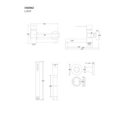Bateria wannowa ścienna Corsan Lugo CMB7541BL z zestawem natryskowym
