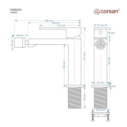 Bateria bidetowa Corsan CMB3023CH Ango chromowana