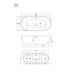 Wanna wolnostojąca Corsan E026 Salina 160 cm z wykończeniem białym