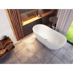 Wanna wolnostojąca Corsan RENO 170 x 80 cm z boczną półką Korek klik-klak Chrom