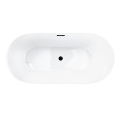 Wanna wolnostojąca Corsan RENO 170 x 80 cm z boczną półką Korek klik-klak Czarny