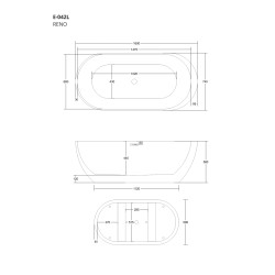 Wanna wolnostojąca Corsan RENO 160 x 74 cm z boczną półką Korek klik-klak Biały