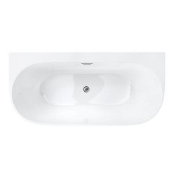 Wanna przyścienna wolnostojąca Corsan MONO 150 x 75 cm z szeroką krawędzią Korek klik-klak Chrom