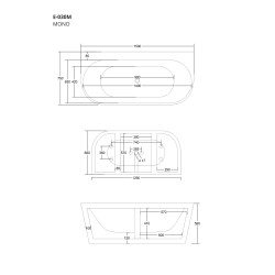 Wanna przyścienna wolnostojąca Corsan MONO 150 x 75 cm z szeroką krawędzią Korek Klik-Klak Złoty