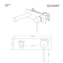 Bateria umywalkowa podtynkowa Corsan CMB7515GL Lugo złota z wylewką