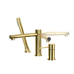 Bateria wannowa 3 otworowa Corsan CMB7542GL Lugo złota z wylewką i słuchawką prysznicową