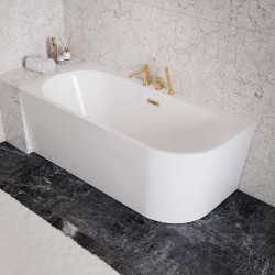 Bateria wannowa 3 otworowa Corsan CMB7542GL Lugo złota z wylewką i słuchawką prysznicową