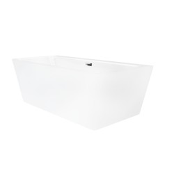 Wanna przyścienna wolnostojąca Corsan ISEO 150 x 75 cm z szeroką krawędzią Korek klik-klak Chrom