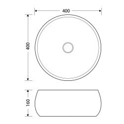 Umywalka nablatowa Corsan 649926 okrągła 400x400x160 cm z korkiem Klik-Klak złotym