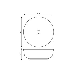Umywalka nablatowa Corsan okrągła 415x415x135 mm z korkiem Klik-Krak chrom