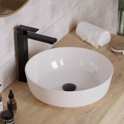 Umywalka nablatowa Corsan okrągła 415x415x135 mm z korkiem Klik-Krak chrom