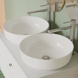 Umywalka nablatowa Corsan okrągła 415x415x135 mm z korkiem Klik-Krak chrom
