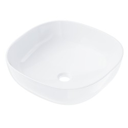 Umywalka nablatowa Corsan kwadratowa 420x420x145 mm z korkiem chrom