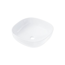 Umywalka nablatowa Corsan kwadratowa 420x420x145 mm z korkiem Klik-Klak złotym