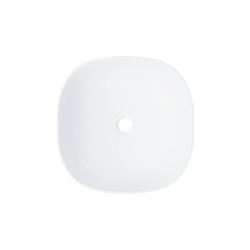 Umywalka nablatowa Corsan kwadratowa 420x420x145 mm z korkiem Klik-Klak złotym