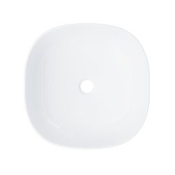 Umywalka nablatowa Corsan kwadratowa 420x420x145 mm z korkiem Klik-Klak białym
