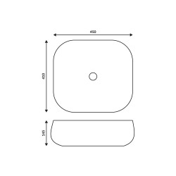 Umywalka nablatowa Corsan prostokątna 450x410x145 mm z korkiem Klik-Klak białym