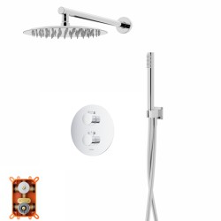 Zestaw prysznicowy Corsan Lugo chrom z deszczownicą 25 cm, baterią termostatyczną i prysznicem