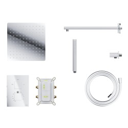Zestaw prysznicowy Corsan Ango chrom z deszczownicą 25 cm, baterią termostatyczną i słuchawką