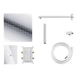Zestaw prysznicowy Corsan Ango chrom z deszczownicą 30 cm, baterią termostatyczną i słuchawką