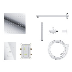 Zestaw prysznicowy Corsan Ango chrom z deszczownicą 25 cm, baterią termostatyczną, słuchawką i wylewką